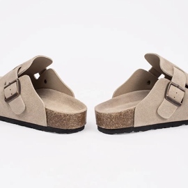 Goodin Lättbärande kvinnors läderflip flops beige 1