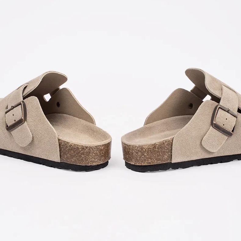 Goodin Lättbärande kvinnors läderflip flops beige 1