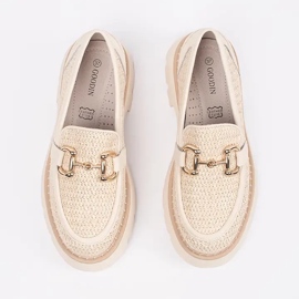 Goodin Beige loafers på plattformen med en gyllene kedja 4