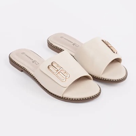 Goodin Ljus -för kvinnors flikar på en platt sula med en prydnad beige 1