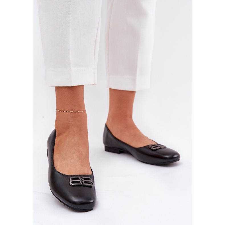 Vinceza Eleganta kvinnors ballerinor med dekoration av Vincez 62206 Black svart 2