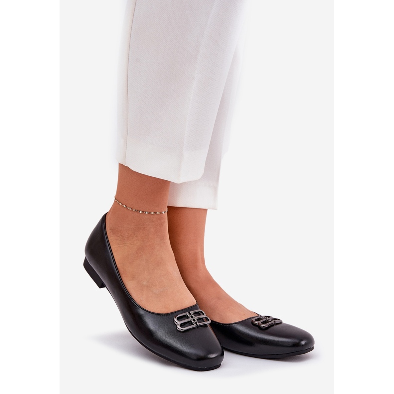 Vinceza Eleganta kvinnors ballerinor med dekoration av Vincez 62206 Black svart 1