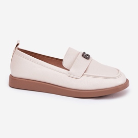 Eleganta kvinnors loafers med en dekorativ liten detalj av Vinceza 62208 Beige 4