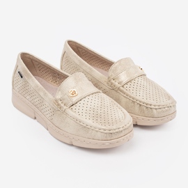 Goodin Gyllene OpenWork Loafers med ett gyllene element 3