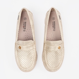 Goodin Gyllene OpenWork Loafers med ett gyllene element 4