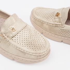 Goodin Gyllene OpenWork Loafers med ett gyllene element 5