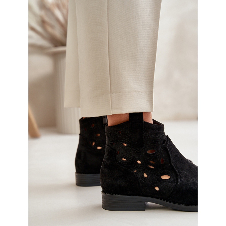 S.Barski Kvinnors OpenWork-stövlar för Black Castle S. Barski HY42-081 svart 3