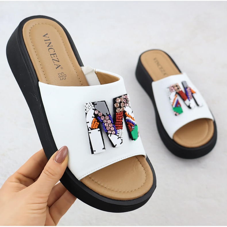 Kvinnors vita tofflor Vinceza 66623 1