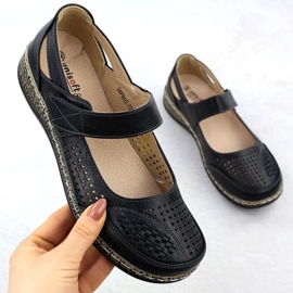 Kvinnors skor för kardborrsvart unisoft 7026 1