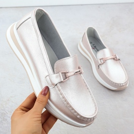 Lädermockasinskor på Pearl Platform Pink S.Barski GR51-598 rosa 1