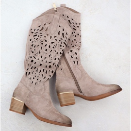 OpenWork Boots med Suede Dark Beige Vinceza 58453 1