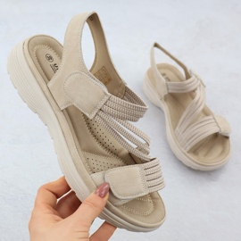 Kvinnors sandaler på plattformen bekväm beige unisoft 8875 1