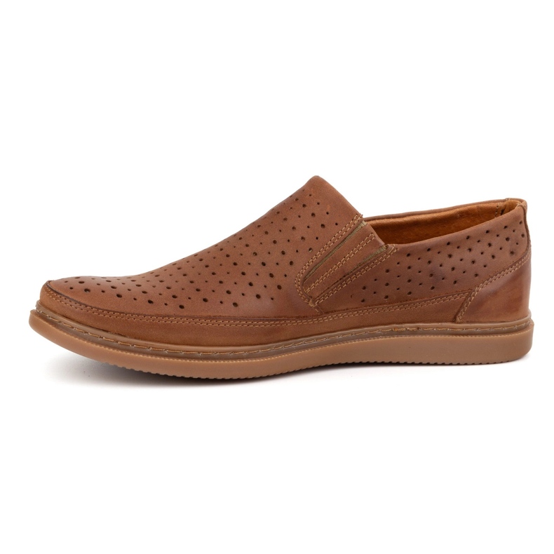 Polbut OpenWork Leather Shoes 2107L Camel brun 1