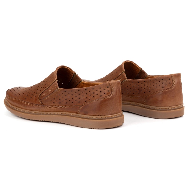Polbut OpenWork Leather Shoes 2107L Camel brun 4