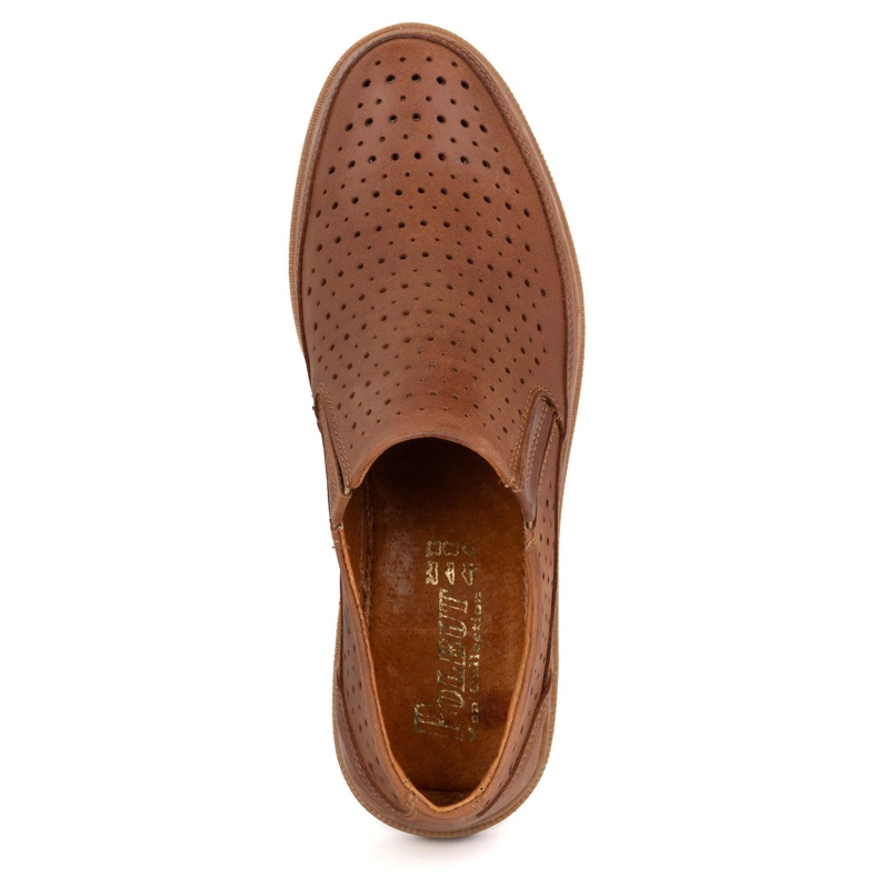 Polbut OpenWork Leather Shoes 2107L Camel brun 5