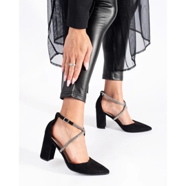 Svarta pumps i mocka med paljetter 2