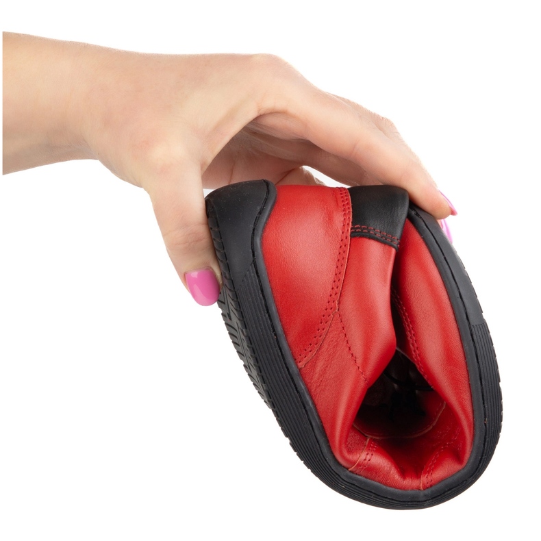 Kampol Barfota minimalistiska läderskor 500/39 röda 2