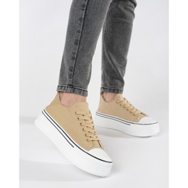 Beige damsneakers med tjock sula 1