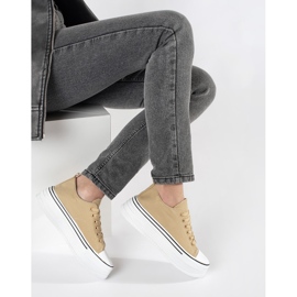 Beige damsneakers med tjock sula 2