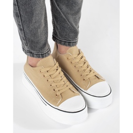 Beige damsneakers med tjock sula 3
