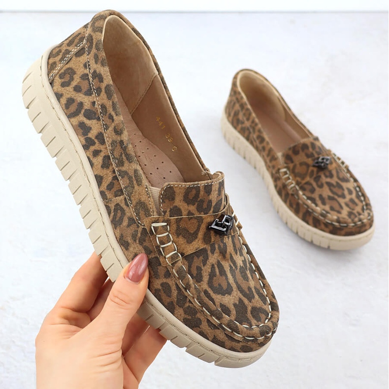 Lädermockasin Women's Leopard Leopards Brown Helios 441 brun 1