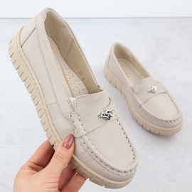 Women's Leather Loafers Ekri Helios 441 beige 1