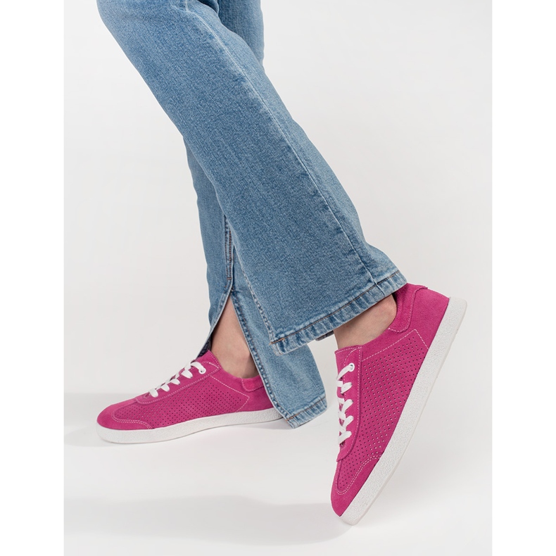 Goodin Pink OpenWork Sneakers gjorda av naturläder rosa 1