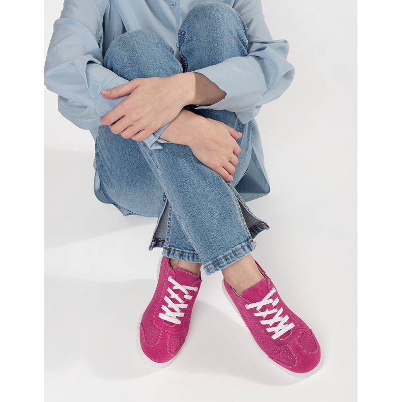 Goodin Pink OpenWork Sneakers gjorda av naturläder rosa 2