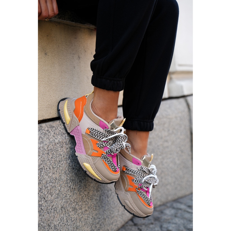 Sneakers kvinnors sportskor med dubbel snörning khaki beige 2