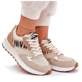 Kvinnors sportskor på plattformen Zebra Beige 11