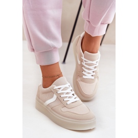 Sneakers med låg plattform för kvinnor, beige 5