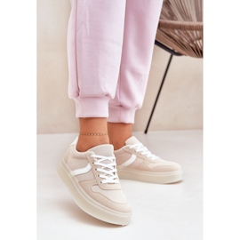 Sneakers med låg plattform för kvinnor, beige 2
