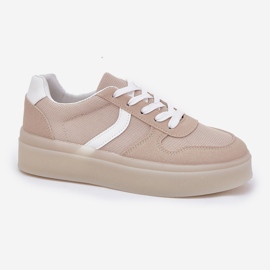 Sneakers med låg plattform för kvinnor, beige 4