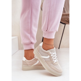 Sneakers med låg plattform för kvinnor, beige 6