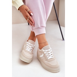 Sneakers med låg plattform för kvinnor, beige 7