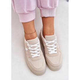 Sneakers med låg plattform för kvinnor, beige 8