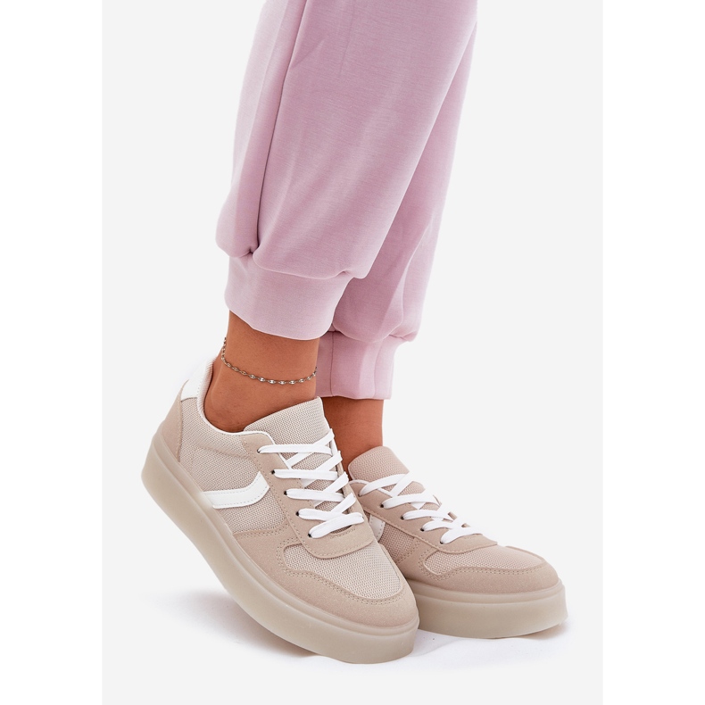 Sneakers med låg plattform för kvinnor, beige 1