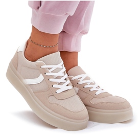 Sneakers med låg plattform för kvinnor, beige 9