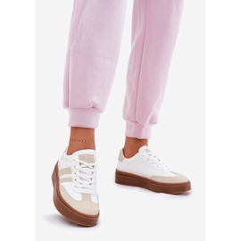 Kvinnors sneakers på plattformen med Eco Leather Beige och White 1