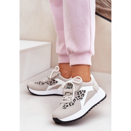 Kvinnors sneakers sportskor på plattformen leopard och vit och beige 2