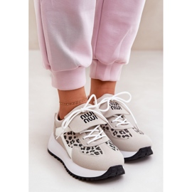 Kvinnors sneakers sportskor på plattformen leopard och vit och beige 5