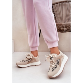 Kvinnors sneakers sportskor på plattformsledaren beige 4