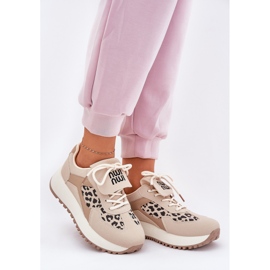 Kvinnors sneakers sportskor på plattformsledaren beige 3