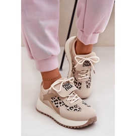 Kvinnors sneakers sportskor på plattformsledaren beige 7