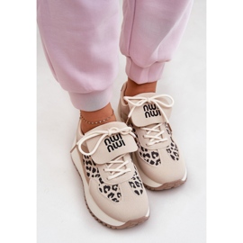 Kvinnors sneakers sportskor på plattformsledaren beige 8