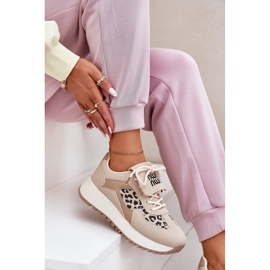 Kvinnors sneakers sportskor på plattformsledaren beige 9
