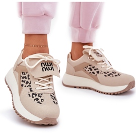 Kvinnors sneakers sportskor på plattformsledaren beige 11