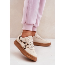 Kvinnors sneakers på plattformens leopard beige 2