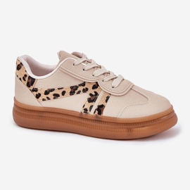 Kvinnors sneakers på plattformens leopard beige 4