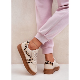 Kvinnors sneakers på plattformens leopard beige 5